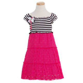 Rare Editions Black/ White Striped Coral Lace Dress 10  Playwear Dresses  Baby
