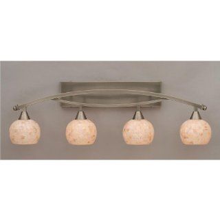 Bow 4 Light Bath Bar in Brushed Nickel Finish w 6 in. Sea Shell Glass