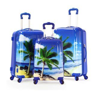 Olympia Palm beach 3 piece Hardcase Airline Outdoor Travel Rolling Luggage Suitcase set in blue Oly Sports & Outdoors