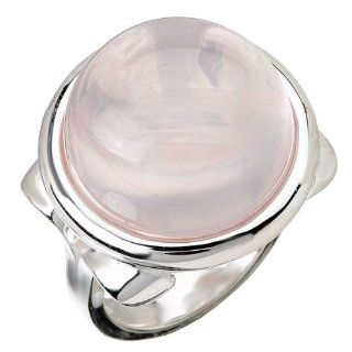Sterling Chic Collection Rose Quartz Cabochon Silver Ring, Size 7 Jewelry