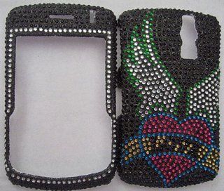 FULL DIAMOND CRYSTAL STONES COVER CASE FOR BLACKBERRY CURVE 8300 8320 8330 HEART LOVE WINGS Cell Phones & Accessories