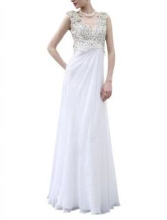 Kingmalls Womens White Low V Neck Ivory Celebrity Dress (XX Large) Clothing