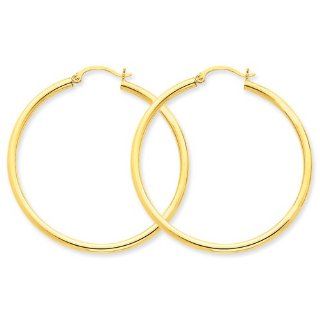 Genuine 14k Yellow Gold Polished 2.5mm Lightweight Round Hoop Earrings 2.6 Grams of Gold Mireval Jewelry