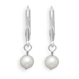 CleverSilver's 55.5mm Freshwater Pearl Drop Earrings With Yellow Gold Lever Back CleverSilver Jewelry