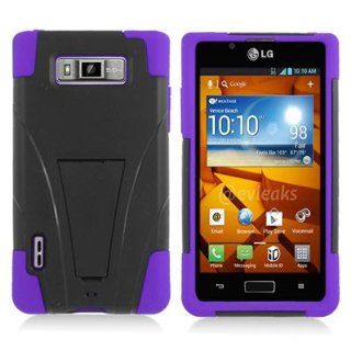 CoverON HYBRID Dual Heavy Duty BLACK PC Hard Case and Soft PURPLE SILICONE Skin Cover with Kickstand for LG US730 SPLENDOR / VENICE / L86C OPTIMUS SHOWTIME US CELLULAR / BOOST MOBILE / SPRINT [WCM600] Cell Phones & Accessories