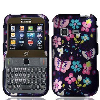 Pink Purple Flower Butterfly Hard Cover Case for Samsung SGH S390G Cell Phones & Accessories