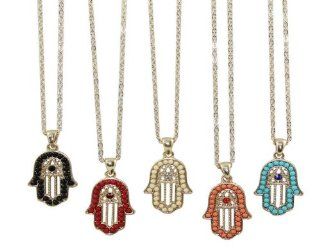 WIIPU hand color jewelry evil eye necklace women men pendant necklace(wiipu B391) (black) Jewelry