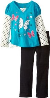 Young Hearts Girls 2 6X 2 Pieced Butterfly Polka Dot Shirt and Pant Clothing