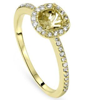 VS 1/4CT Cushion Halo Diamond Engagement Ring Yellow Gold Semi Mount Setting 4 9 Jewelry