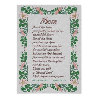 Mothers Day Poem with Floral Border Print