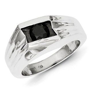 Sterling Silver Black Rhodium Black Diamond Mens Ring Jewelry