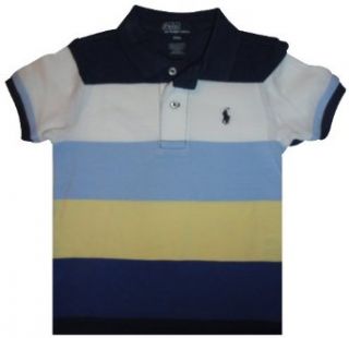 Boy's Polo by Ralph Lauren Polo Shirt Navy Blue White and Yellow Stripes (5) Clothing