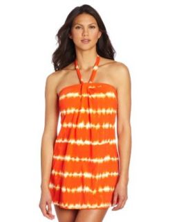 Jones New York Women's Tie Dye Bandeau Swim Dress, Orange, 10