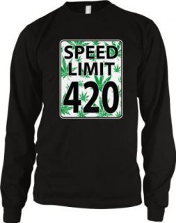 Speed Limit 420 Men's Long Sleeve Thermal, Funny Marijuana Pot Weed Leaves Speed Limit Sign 420 Design Men's Thermal Shirt Clothing