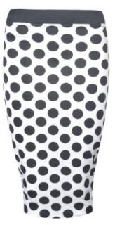 Womens Monochrome Pencil Midi Skirt (8/10 (uk 12/14), Black/white polka dot) Clothing