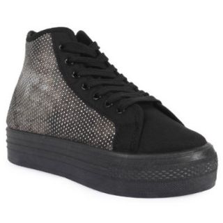 Womens Black Sequin Wedge Platform Ladies Creepers Trainers Casual Pumps Shoes 10 US Shoes