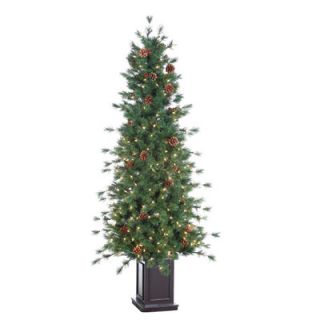 Sterling Inc 6 Green Hard Needle Georgia Pine Christmas Tree with 300