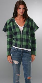 Juicy Couture Buffalo Plaid Flannel Jacket with Convertible Collar