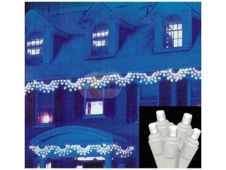 Set of 150 LED Pure White Swag Christmas Lights   White Wire
