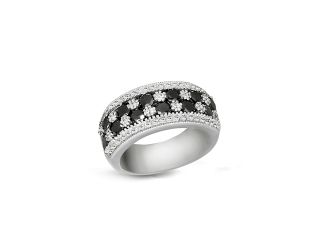 Effy Jewelry Caviar Black and White Diamond Ring, 1.55 TCW  Size 7.5