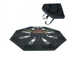 4 Fold 48" Octagon Poker Table Top Padded with Cup Holders Black