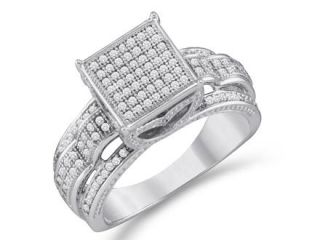 Womens Diamond Fashion Ring White Gold Bridal Micro Pave (0.40 Carat)