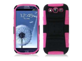 PINK RUGGED HEAVY DUTY CASE + BELT CLIP HOLSTER KICKSTAND FOR SAMSUNG GALAXY S3 III i9300