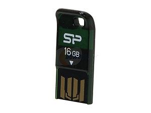 Silicon Power Touch T02 Mini 16GB USB 2.0 Flash Drive (Green) Model SP016GBUF2T02V1N