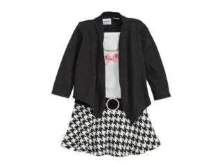 Youngland Infant & Toddler Girls Black & White Check Dress Pink Ribbon & Pearls