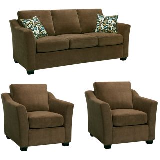 Larson Cocoa Brown Sofa And Two Chairs