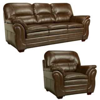 Hillside Chocolate Brown Italian Leather Sofa And Chair