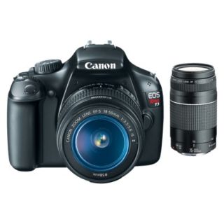 Canon EOS Rebel T3 12MP DSLR Camera with 75 300mm and 18 55mm Lenses   Black