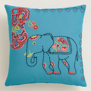 Elephant and Flowers Throw Pillow   World Market