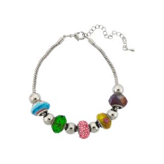 Bridge Jewelry Silver Plated Multicolor Artisan Glass Bead Bracelet