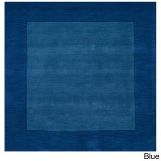 Hand Loom Eritrea Solid Bordered Tone on tone Wool Area Rug (6 Square)