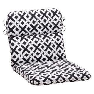 Outdoor Rounded Chair Cushion   Black/White Boxed In Geometric