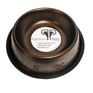 Platinum Pets 6.25 Cup Stainless Steel Embossed Non Tip Dog Bowl in Copper Vein EB64CPR