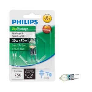 Philips EcoVantage Halogen 30 Watt (50W) T4 Landscape and Accent Dimmable Light Bulb 427716