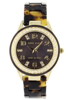 Anne Klein 10 9956BMTO  Watches,Womens Black Mother of Pearl with Swarovski Crystal Dial Tortoise Plastic, Casual Anne Klein Quartz Watches