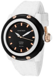 Glam Rock GW23040  Watches,Womens Florida Beach Black Dial White Silicone, Casual Glam Rock Quartz Watches