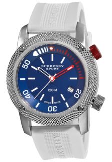 Burberry BU7722  Watches,Mens Blue Divers Dial and White Strap, Casual Burberry Quartz Watches