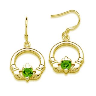 18K Gold Plate Irish Claddagh Birthstone Earrings (1 Stone)   Zales