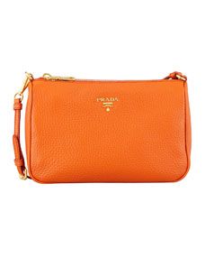 Prada Daino Small Shoulder Bag, Orange