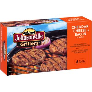 Johnsonville Grillers Cheddar Cheese & Bacon Patties, 0.333 lb, 6 count