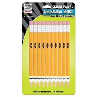 Zebra  #2 Mechanical Pencil, 0.7 mm, Yellow, 10/Pack