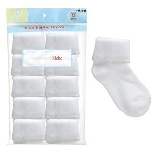WonderKids   Kids 10 Pair White Bobbie Socks