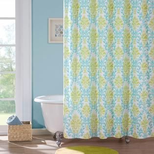 Mi Zone  Microfiber Printed 72x72 Shower Curtain in Teal/Yellow Color