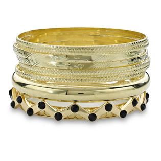 Bongo  Juniors 10 Piece Bangle Bracelets   Gold   Extended Sizes
