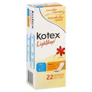 Kotex  Lightdays Pantiliners, Regular, Unscented, 22 liners