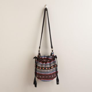 Multicolor Stripe Woven Bucket Bag